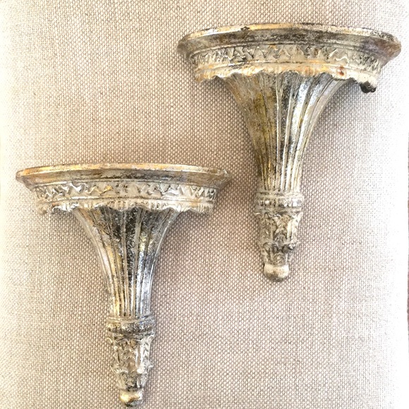 Pair of Metallic Coated Wall Shelves
